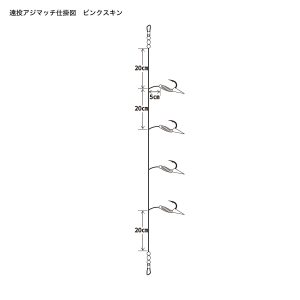 遠投アジマッチシリーズ【全長1mの投げサビキ仕掛け/遠投サビキ/4本針仕掛け】